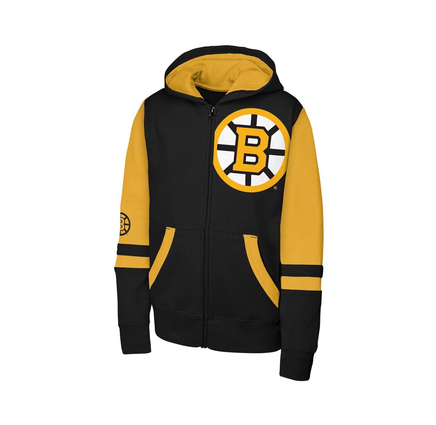 Big Boys and Girls Black Boston Bruins Face Off Full-Zip Hoodie