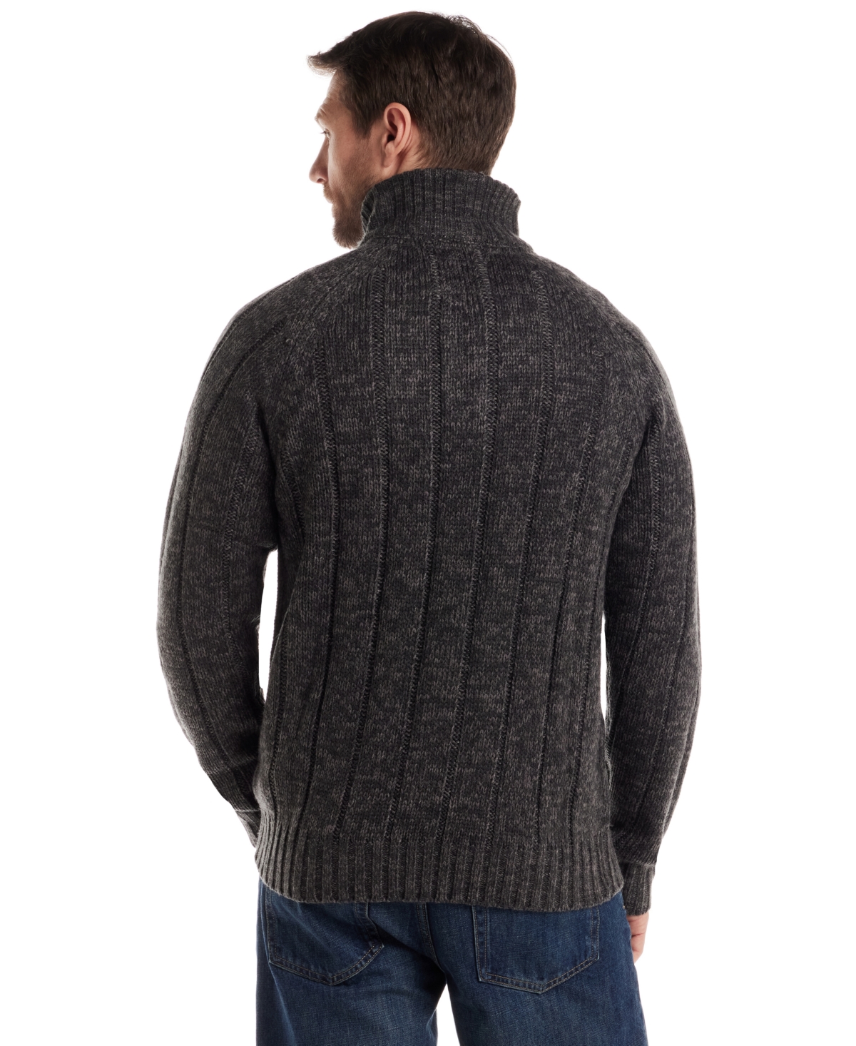 Weatherproof Vintage Men's Cable Knit Quarter Button Long Sleeve Sweater