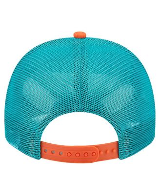 Men's Cream/Aqua Miami Dolphins Banner A-Frame 9FIFTY Trucker Snapback Hat