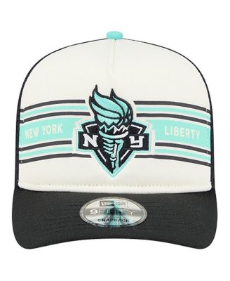 Men's and Women's White/Black New York Liberty Banner Foam Front 9FIFTY A-Frame Adjustable Trucker Hat