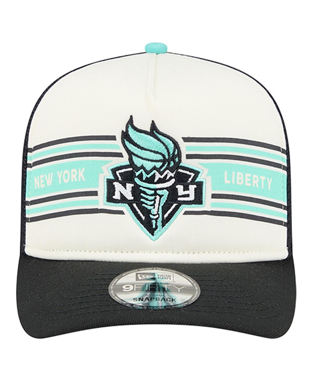 New Era Men's And Women's White/black New York Liberty Banner Foam Front 9fifty A-frame Adjustable Trucker H In White