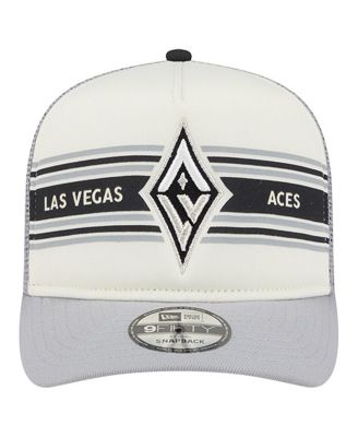 Men's and Women's White/Gray Las Vegas Aces Banner Foam Front 9FIFTY A-Frame Adjustable Trucker Hat