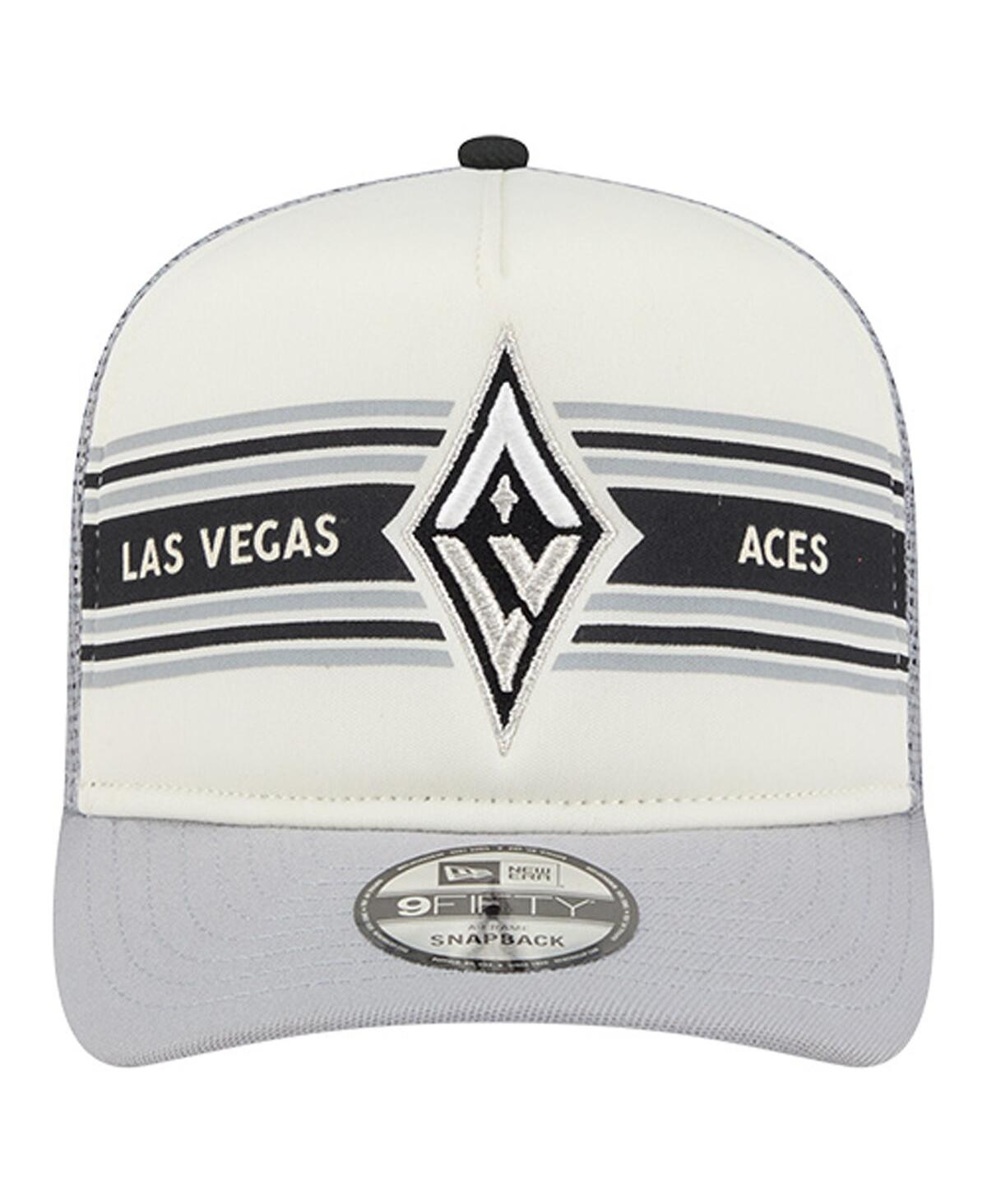 New Era Men's And Women's White/gray Las Vegas Aces Banner Foam Front 9fifty A-frame Adjustable Trucker Hat In White