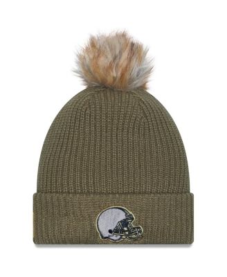 New Era - Women's Dark Green Cleveland Browns 2025 Salute to Service Cuffed Knit Hat with Pom