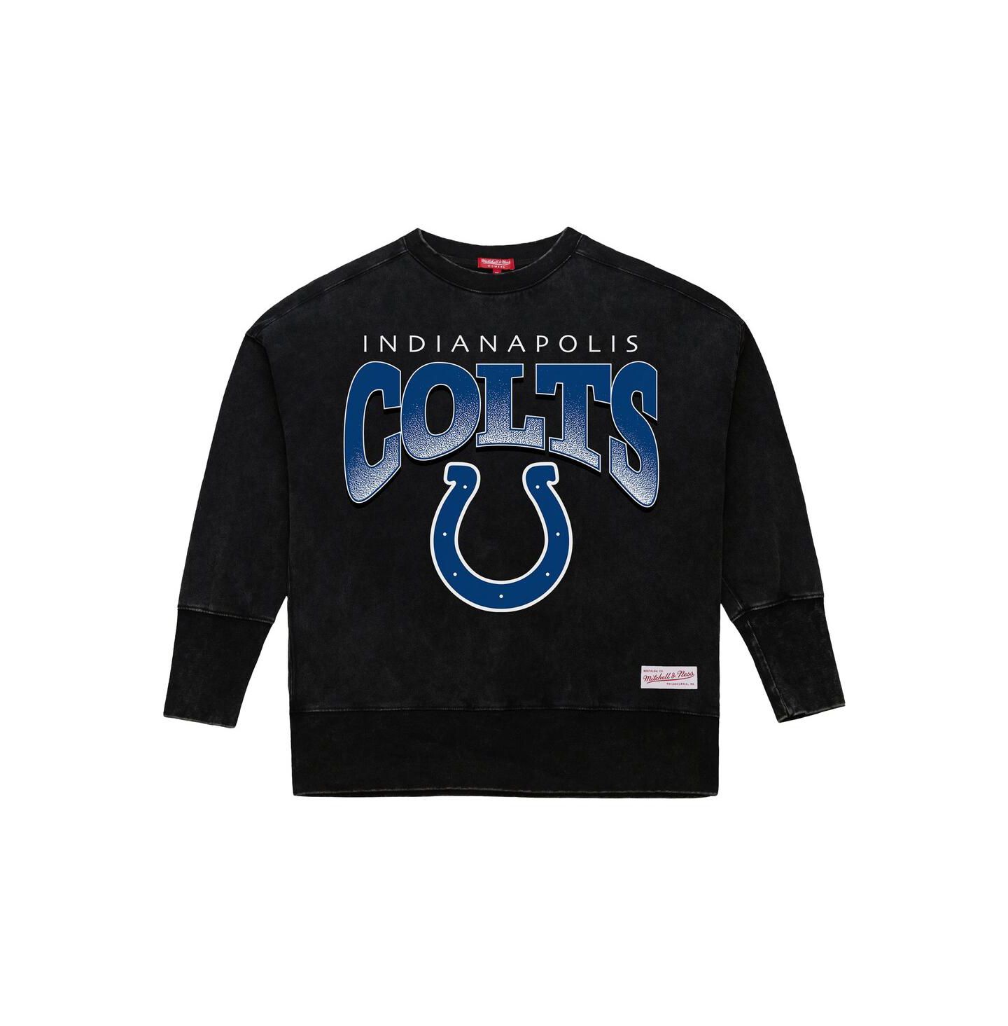 Женская толстовка Mitchell & Ness Black Indianapolis Colts Delineate Mineral Wash Crewneck — фото 2