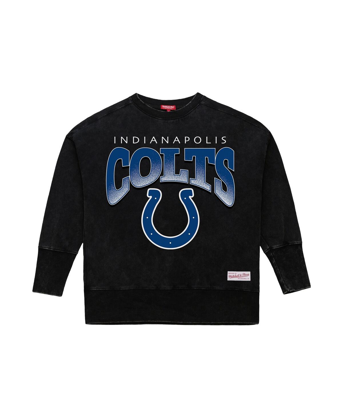 Mitchell & Ness Women's Black Indianapolis Colts Delineate Mineral Wash Crewneck Sweatshirt In Black