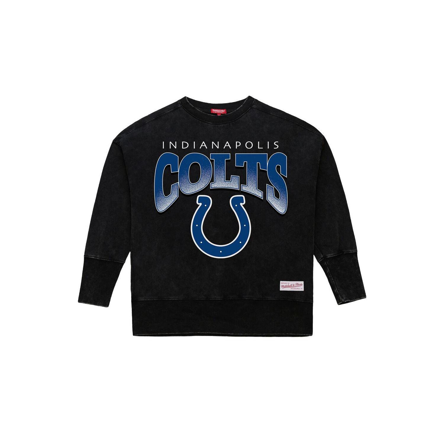 Women's Black Indianapolis Colts Delineate Mineral Wash Crewneck Sweatshirt