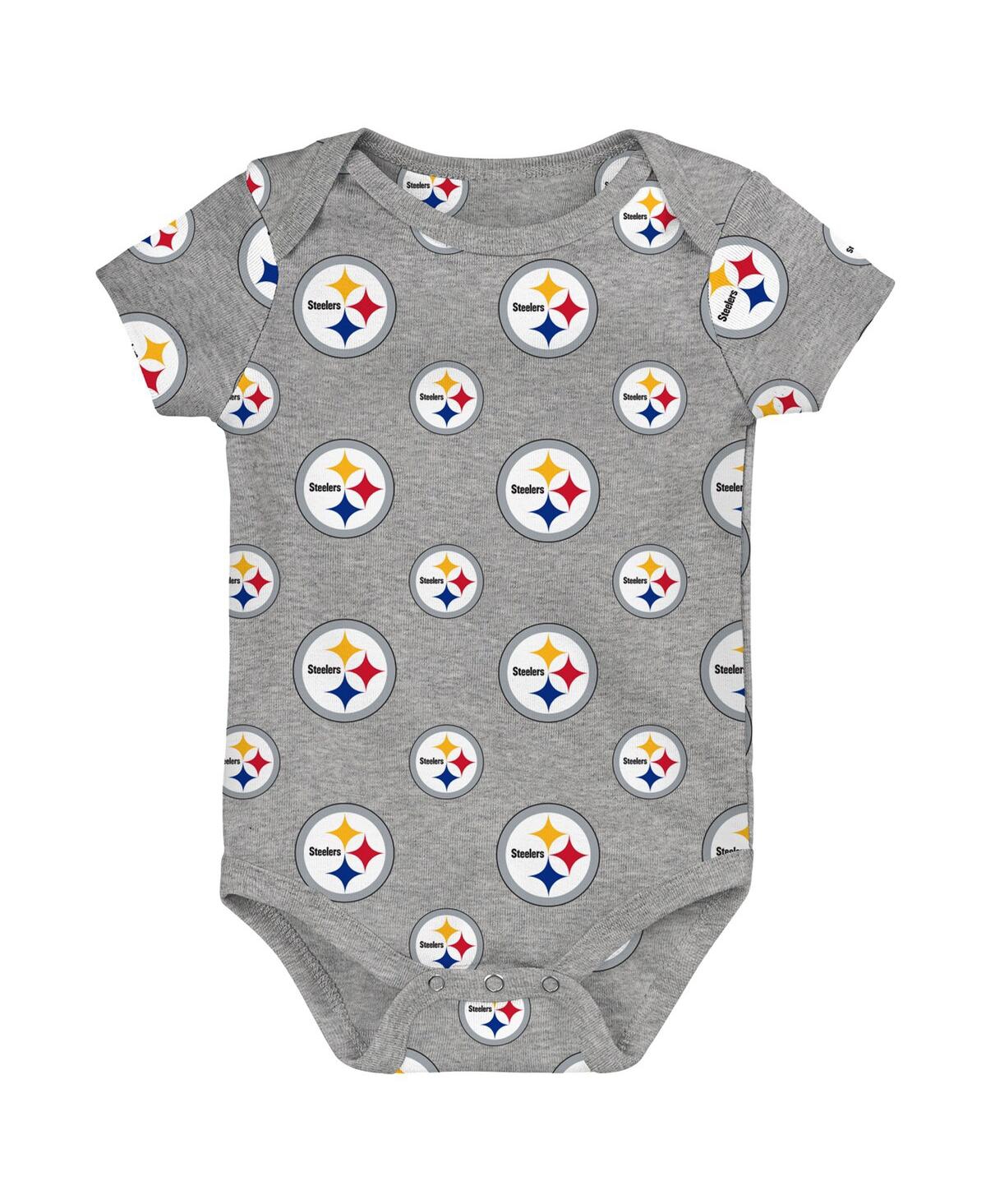 Outerstuff Newborn 3-piece Pittsburgh Steelers Little Tike Bodysuit Set In Multi