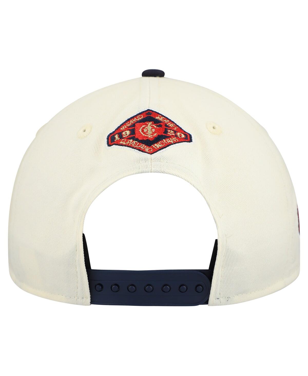 New Era Men's Cream/navy Cleveland Guardians World Series 9forty M-crown Adjustable Hat In White