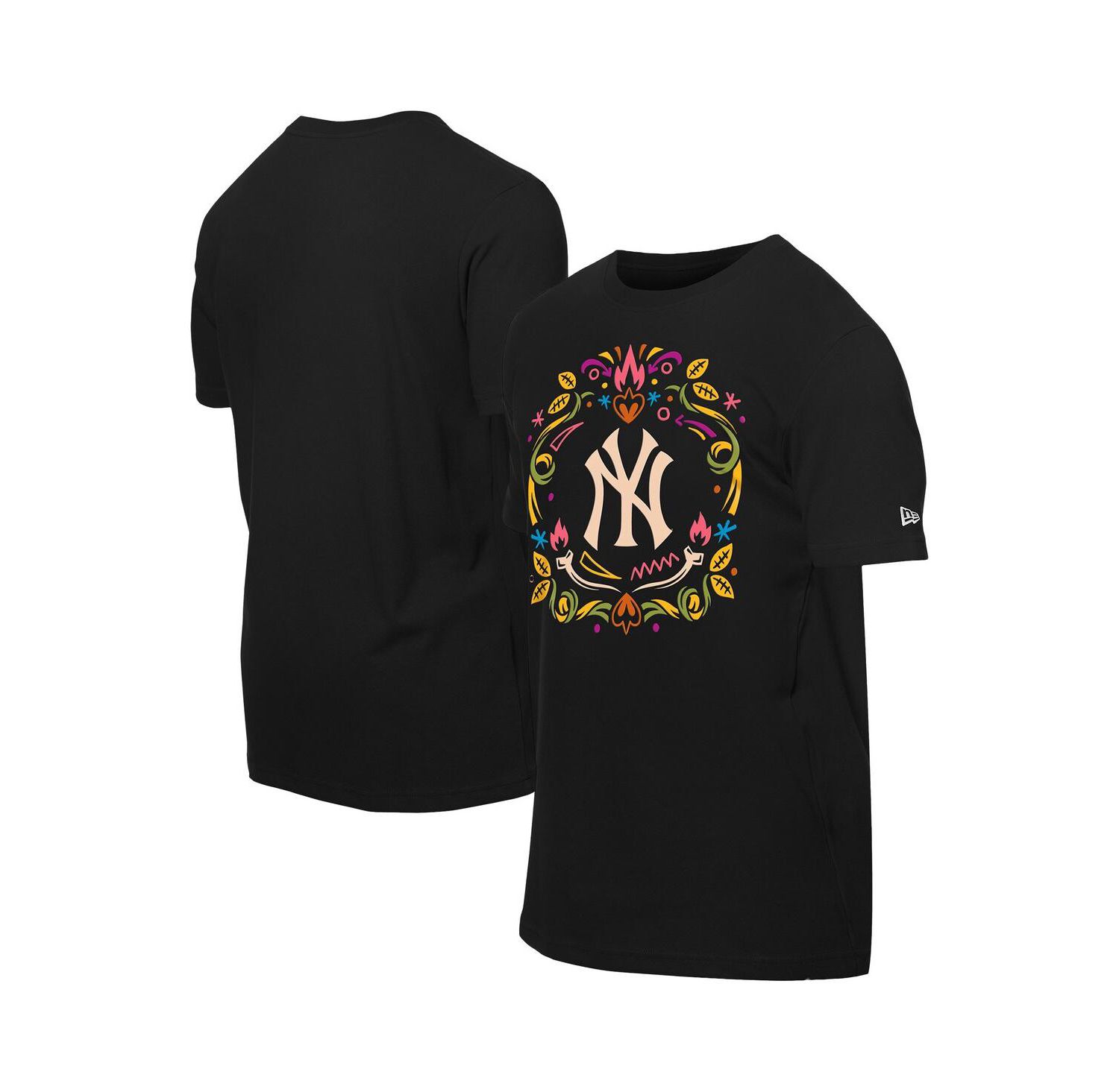 Men's Black New York Yankees Día de los Muertos Washed Oversized T-Shirt