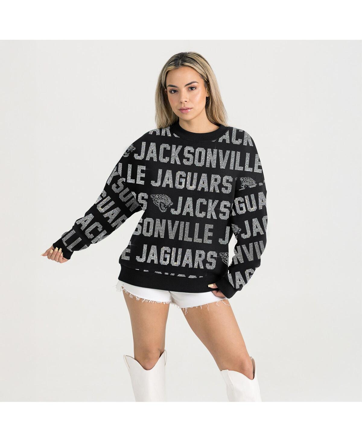 Gameday Couture Women's Black Jacksonville Jaguars Relaxed Drop Shoulder Hype Era Rhinestone Text Sweatshirt In Black