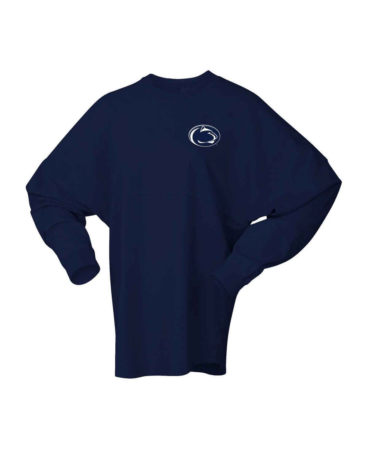 Spirit Jersey Women's Blue Penn State Nittany Lions Oversized Preppy Long Sleeve T-shirt In Blue