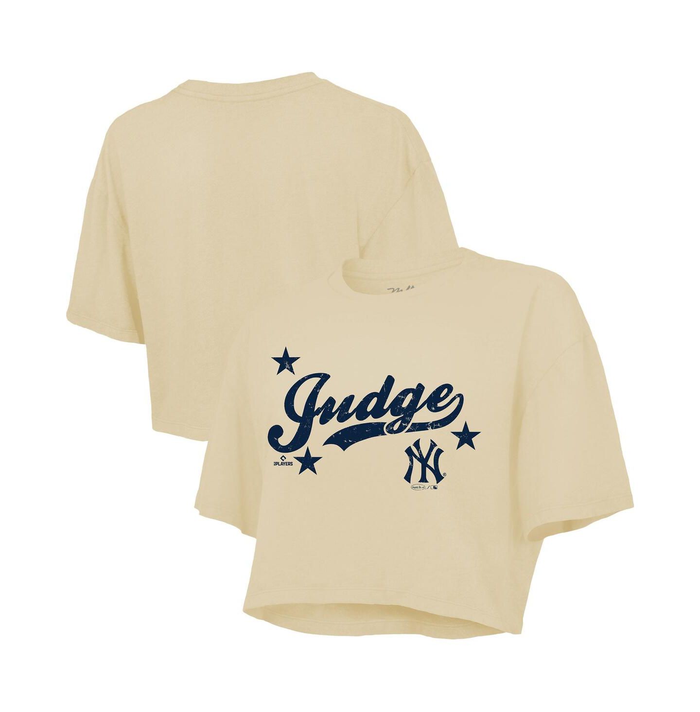 Женский топ Majestic Aaron Judge Cream New York Yankees Boxy Crop — фото 1