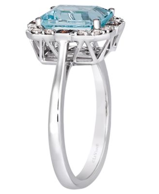 Aquamarine (1.60 ct. t.w.), Nude Diamond (.12 ct. t.w.) and Chocolate Diamond Ring (.07 ct. t.w.) in 14k Vanilla Gold