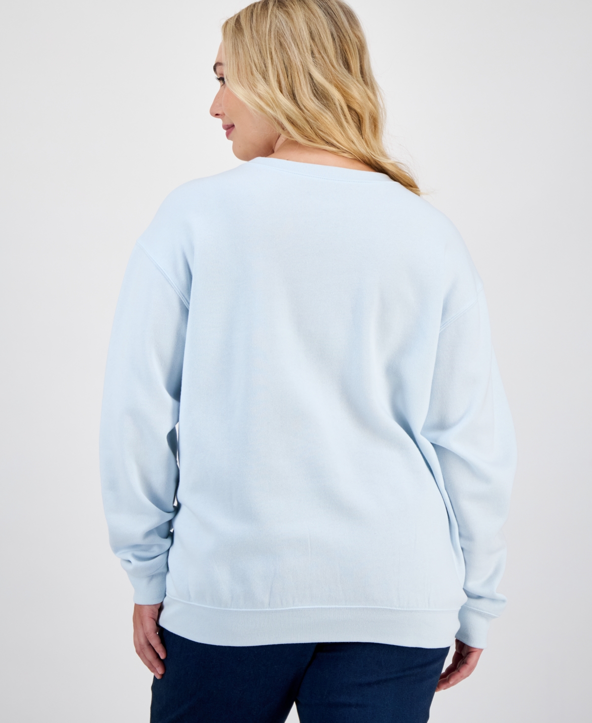 Disney Trendy Plus Size Stitch Sledding Graphic Sweatshirt In Blue