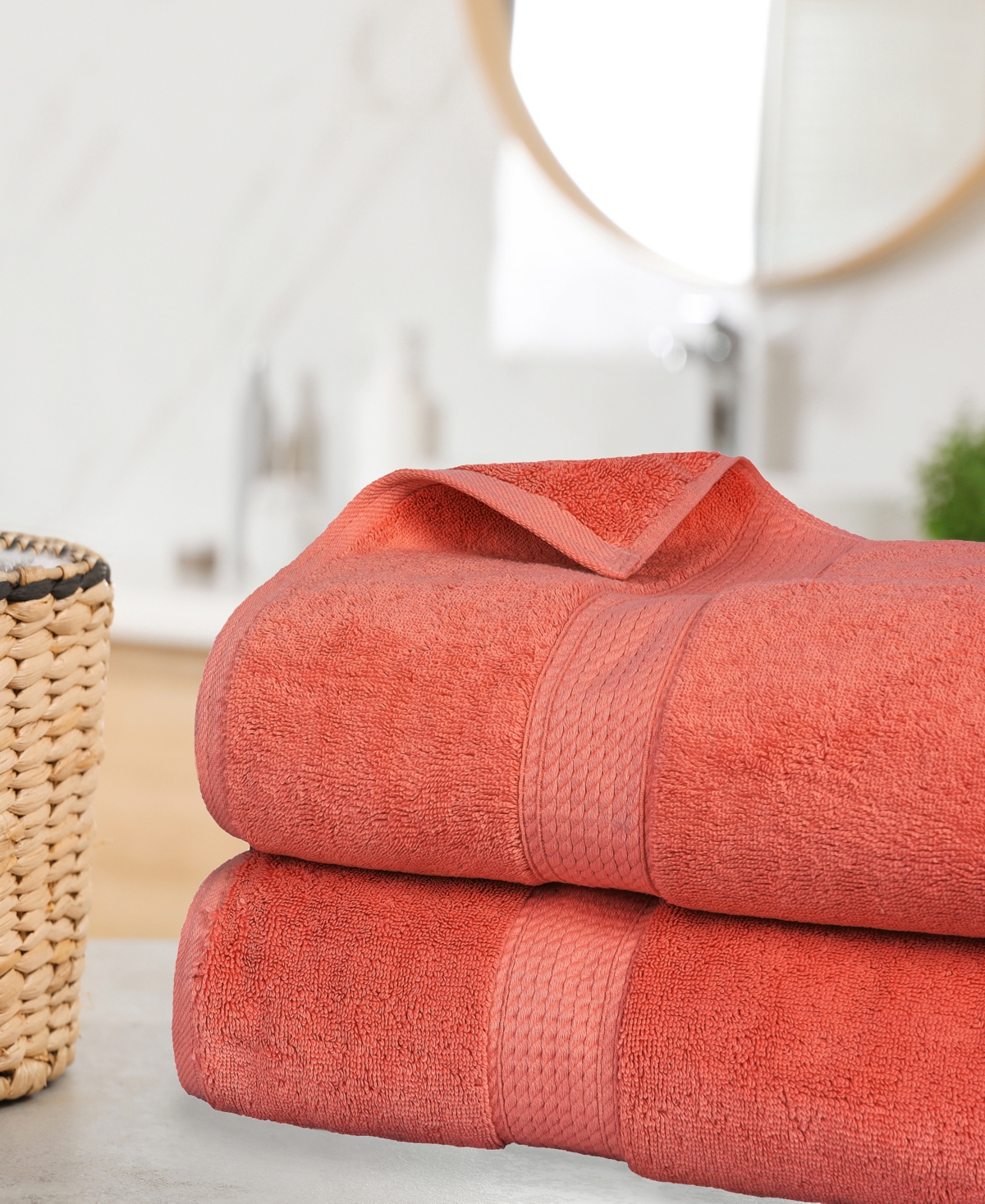 Superior 100% Egyptian Cotton 2-pc Bath Sheet Set In Orange