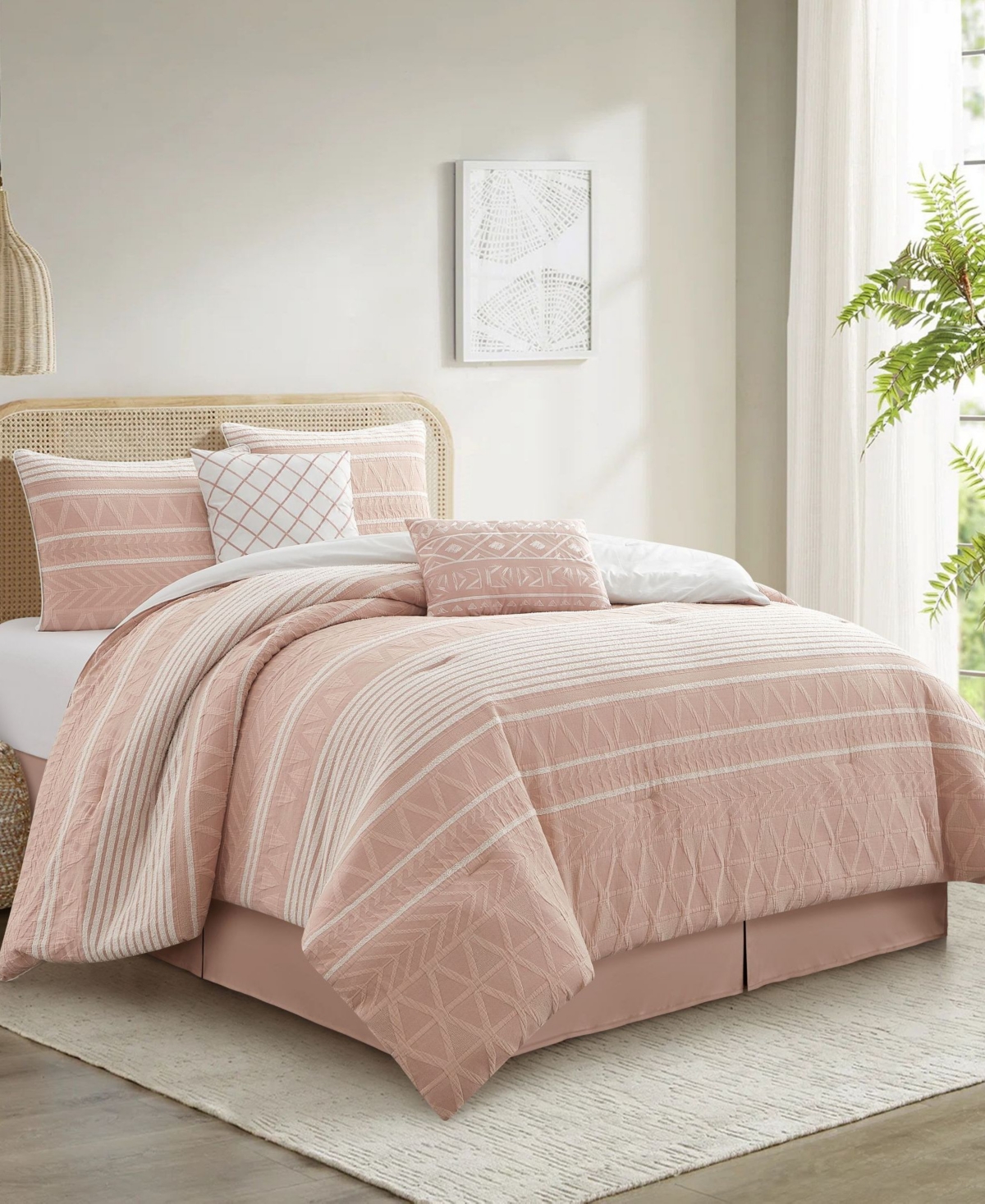 Stratford Park Cleluya Cotton Jacquard 6-pc. Comforter Set, Queen In Pink