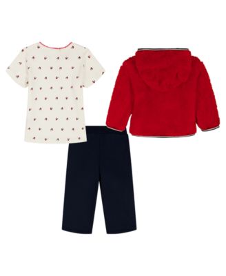 Baby Girls' Crewneck T-Shirt, Hoodie, and Pants, 3-Piece Set