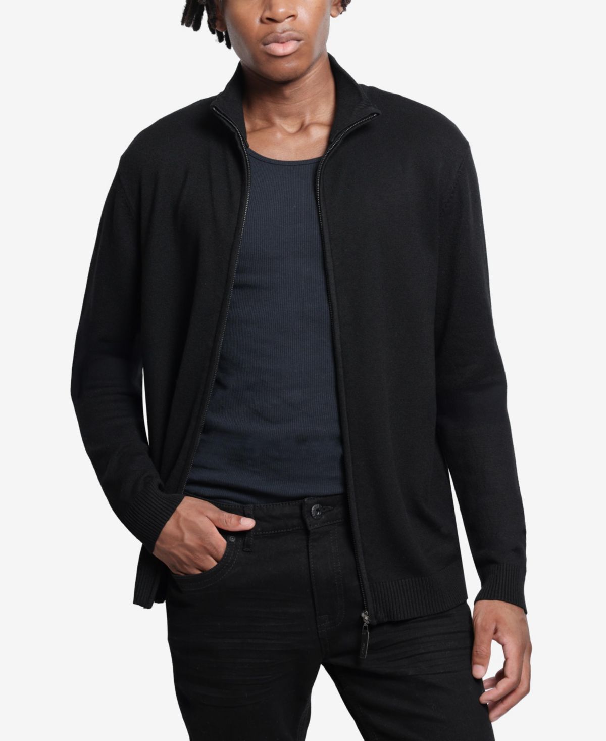 Мужской свитер с имитацией шеи на молнии