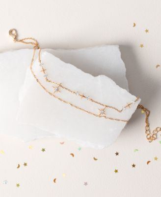 Crystal Wandering Gold Plated Stars Anklet