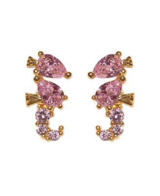 Crystal Gold Plated Sparkling Seahorse Studs