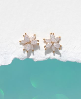 Crystal Gold Plated Fairest Floral Studs