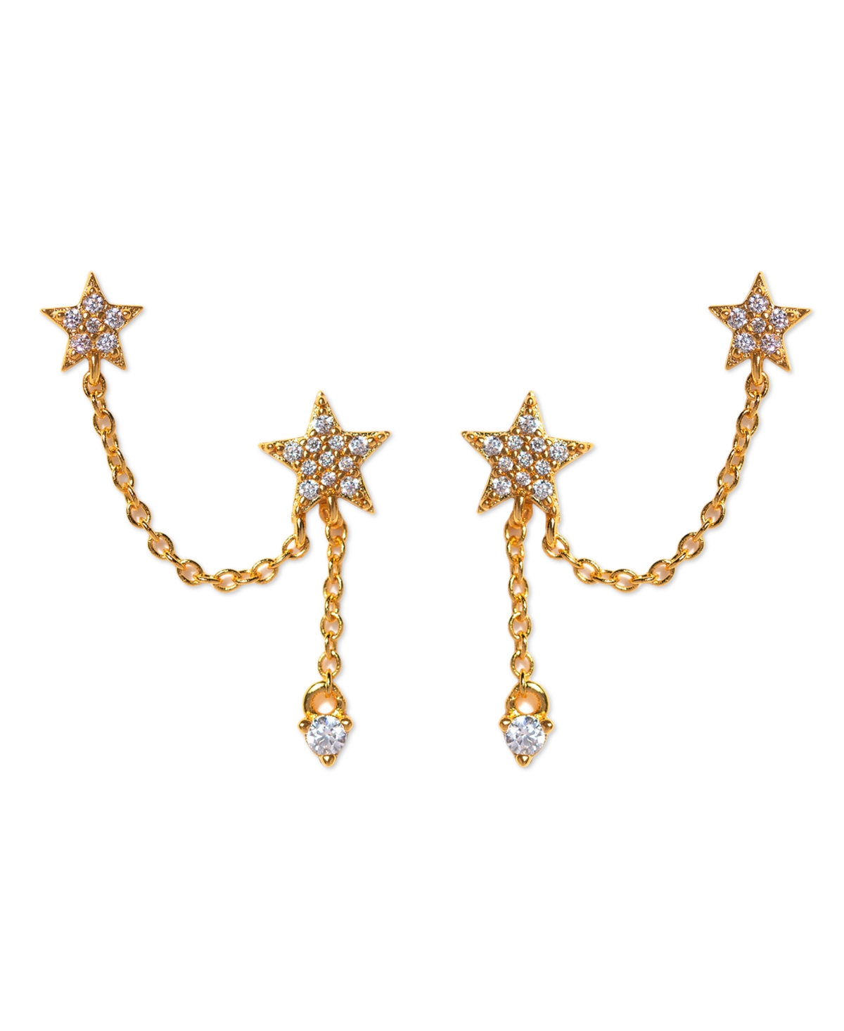 Girls Crew Crystal Gold Plated Stellar Connection Double Earrings