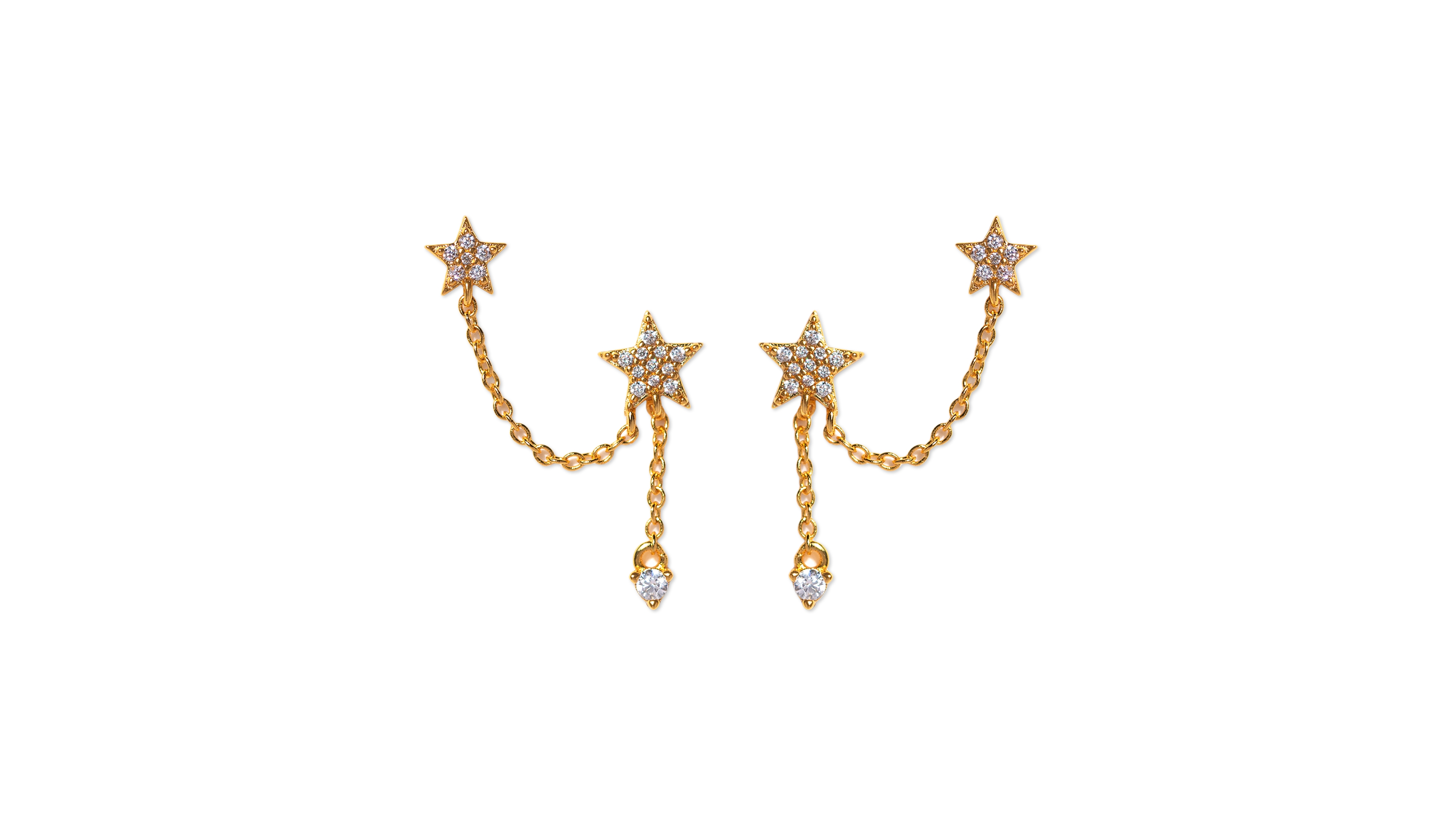 Girls Crew Crystal Gold Plated Stellar Connection Double Earrings