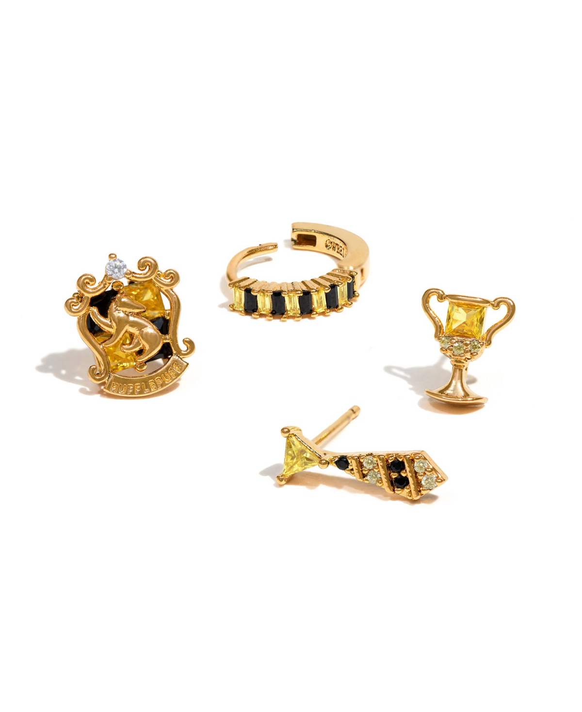 Girls Crew Harry Potter Hufflepuff House Crystal Earring Set In Gold