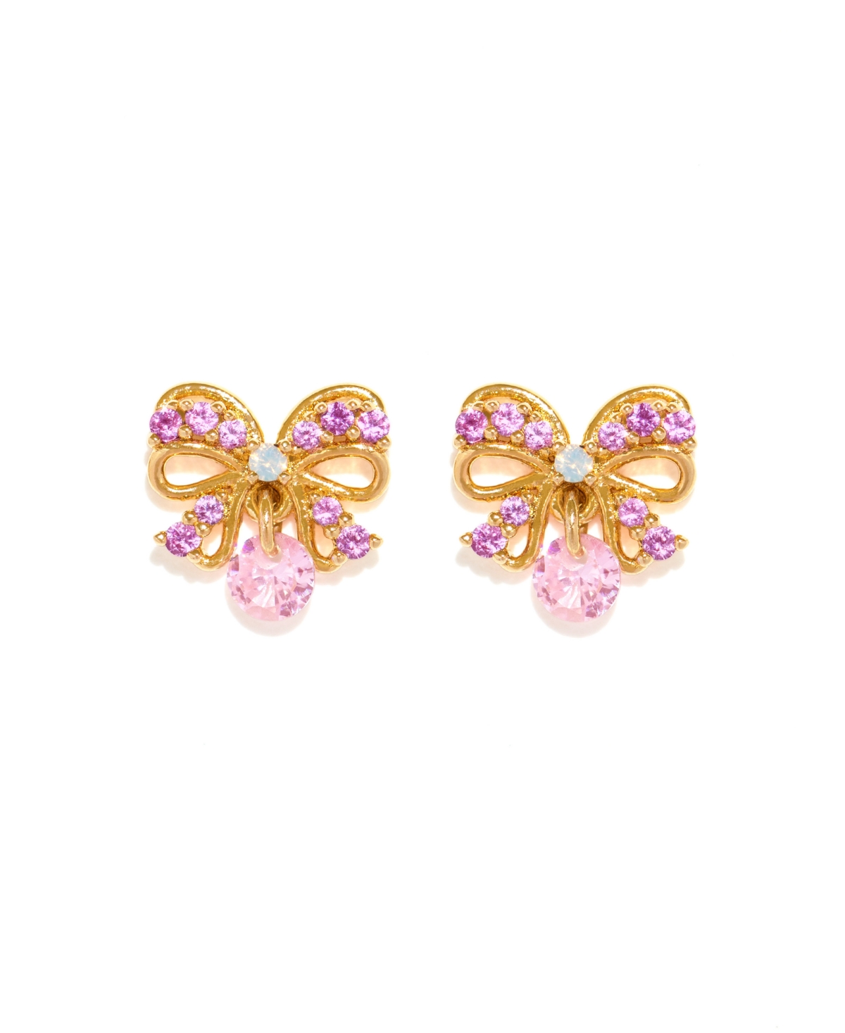 Girls Crew Crystal Gold Plated Love Knot Bow Earrings In Gold
