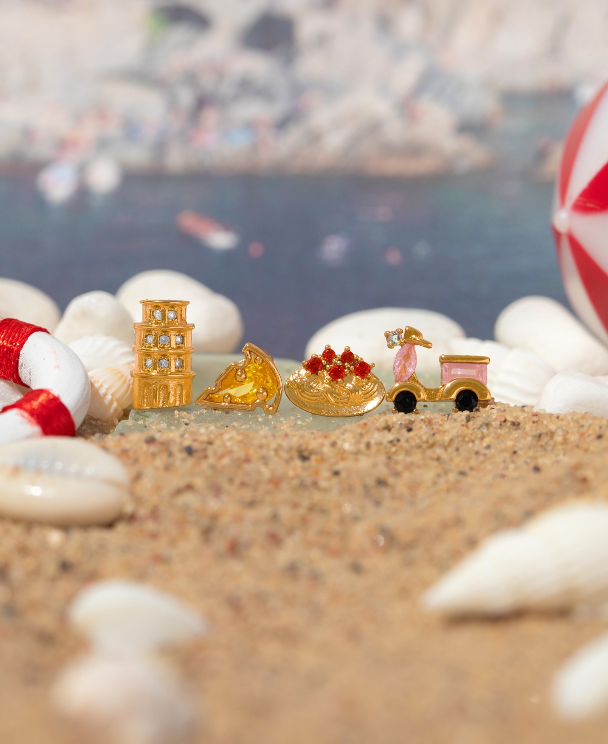 Girls Crew Crystal Gold Plated Ciao Bella Italia Stud Set