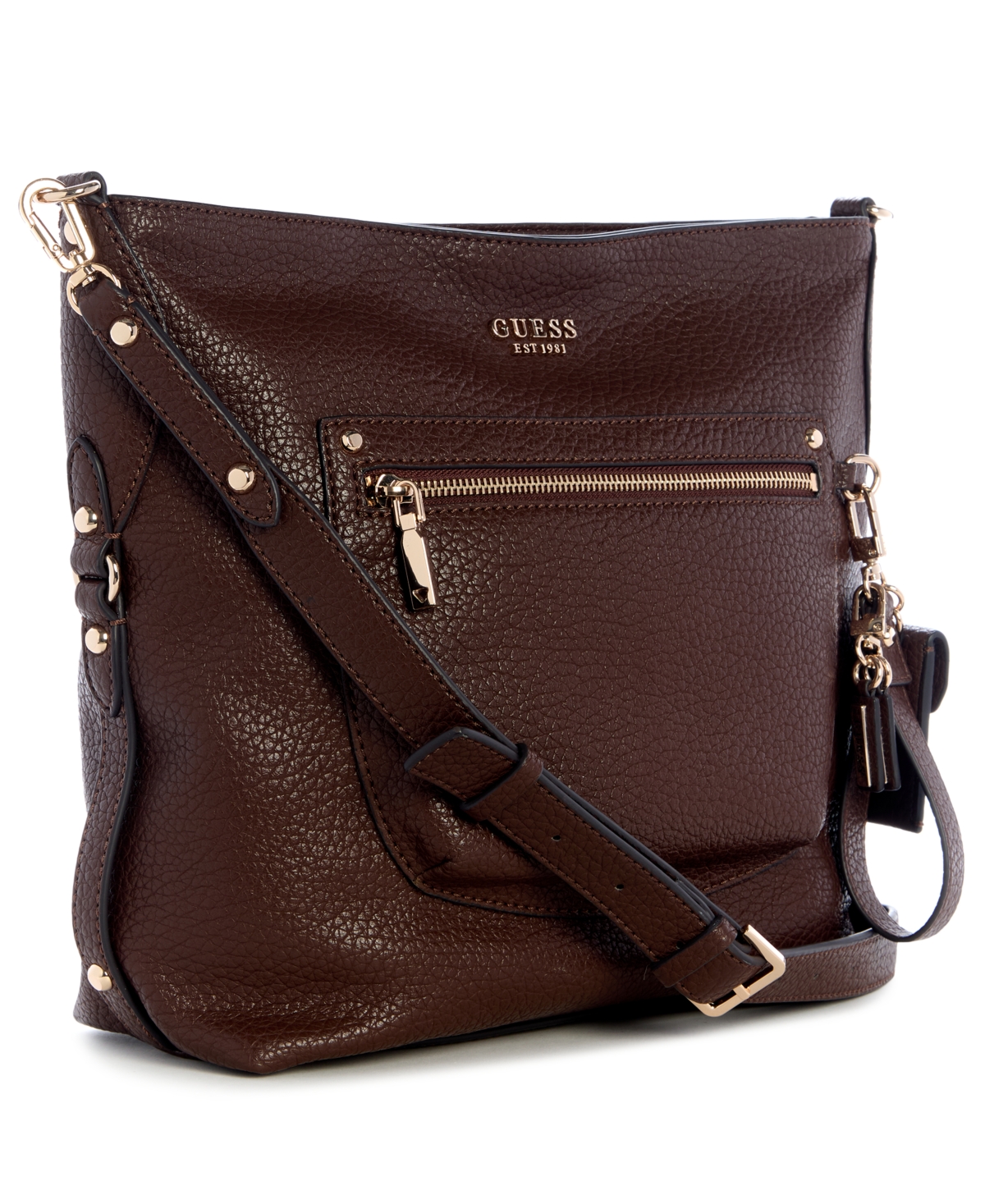 Guess Marsha Small Crossbody Bucket Bag In Brown