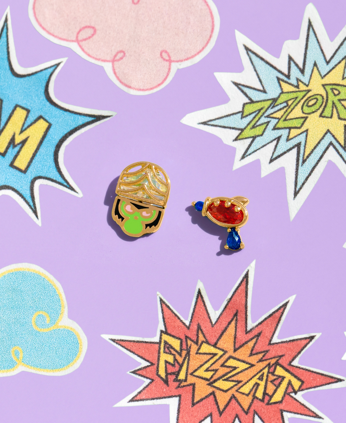 Girls Crew Crystal Gold Plated Enamel The Powerpuff Girls Mojo Jojo Stud Earrings In Gold