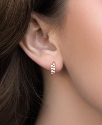 Crystal Mirrorball Gold Plated Hoops Earrings