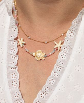 Crystal Turtle Bay Gold Plated Beaded Necklace