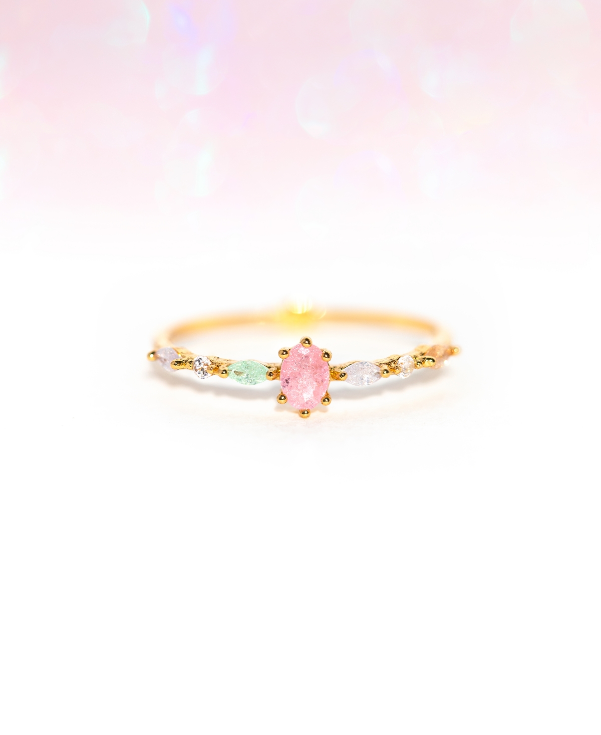 Girls Crew Crystal Gold Plated Pastel Sherbert Rings In Gold