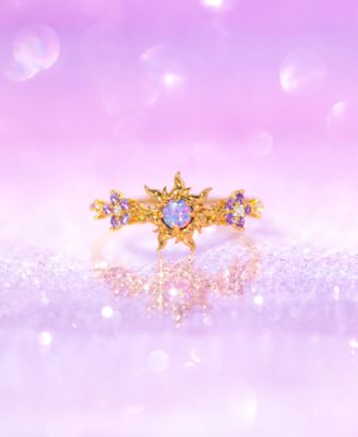 Gold Plated Disney Tangled Corona's Crest Sun Crystal Rings