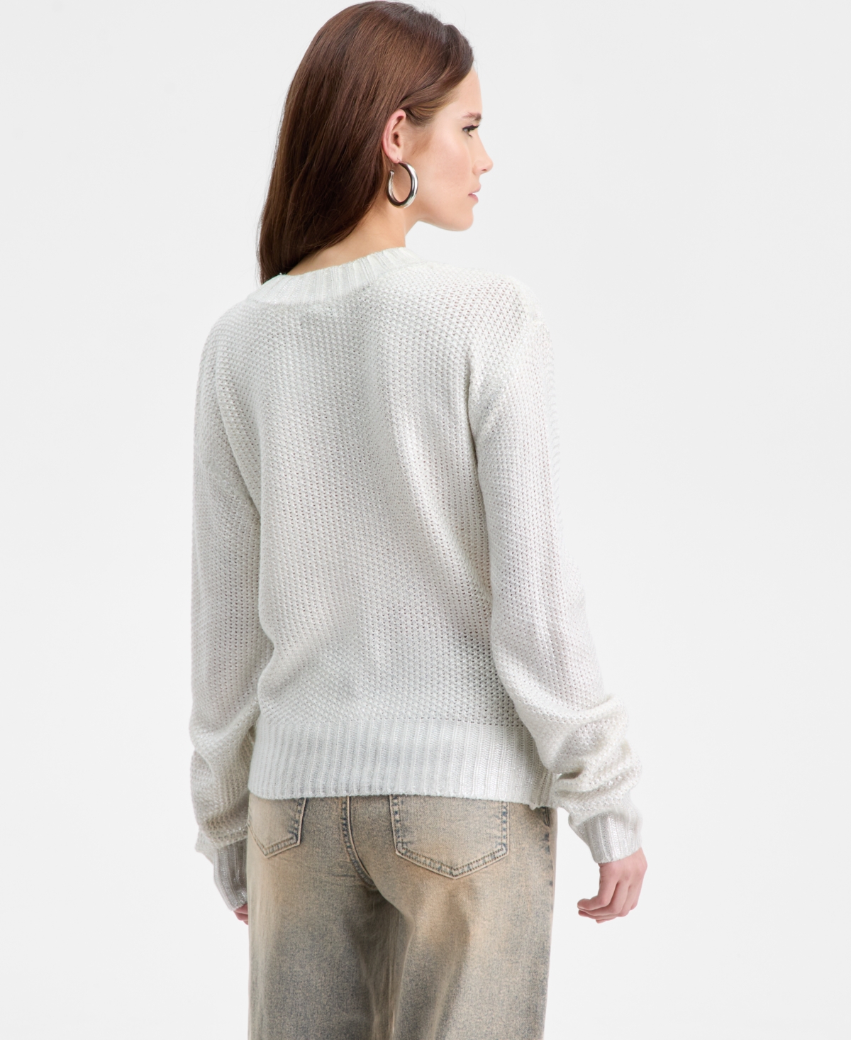 Bar Iii Women's Shine Sweater, Macy's Exclusive In White