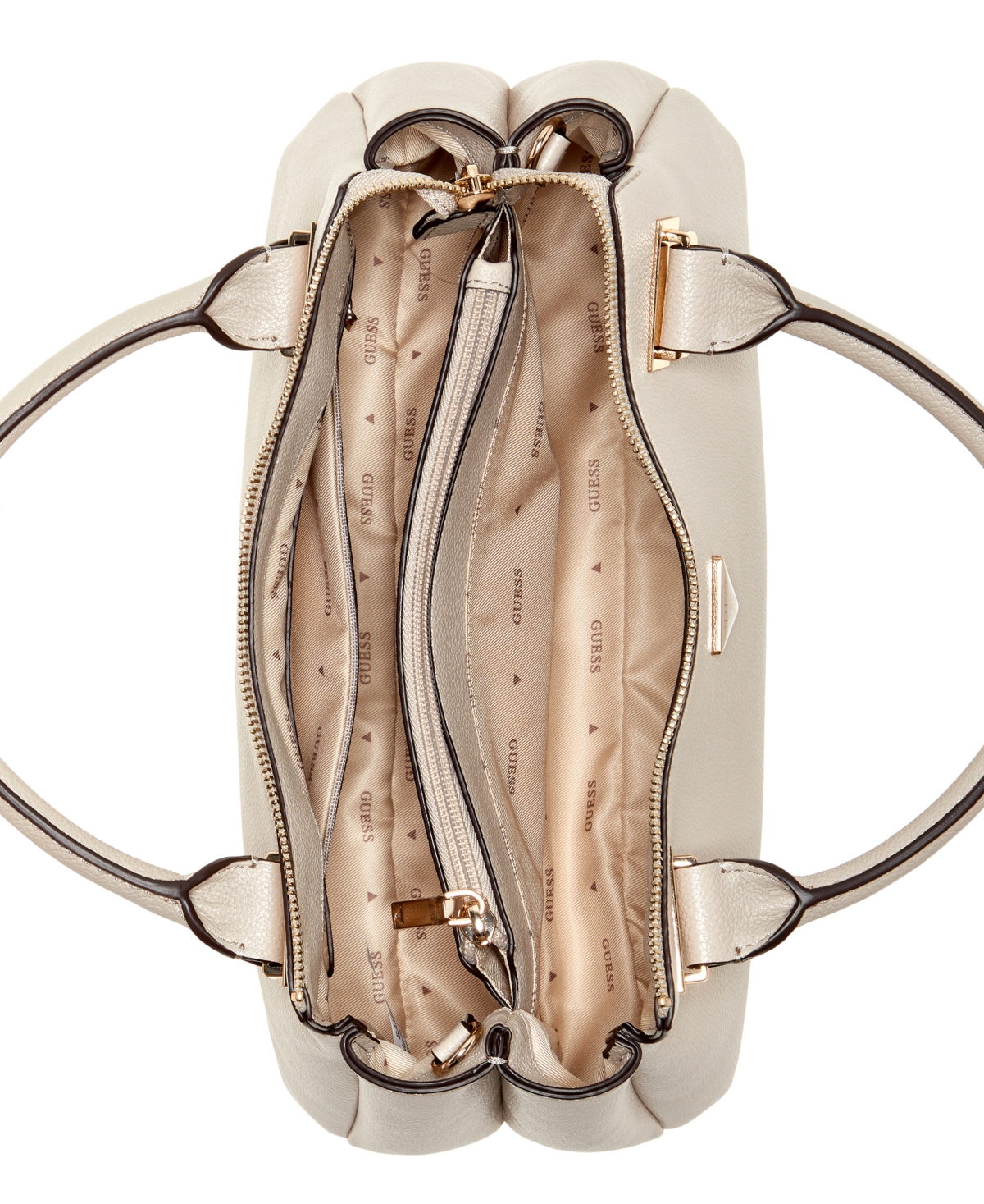 Guess Evie Triple Compartment Medium Satchel Bag In Neutral