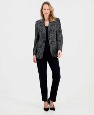 Women's Floral Ponte Notch-Collar Jacket