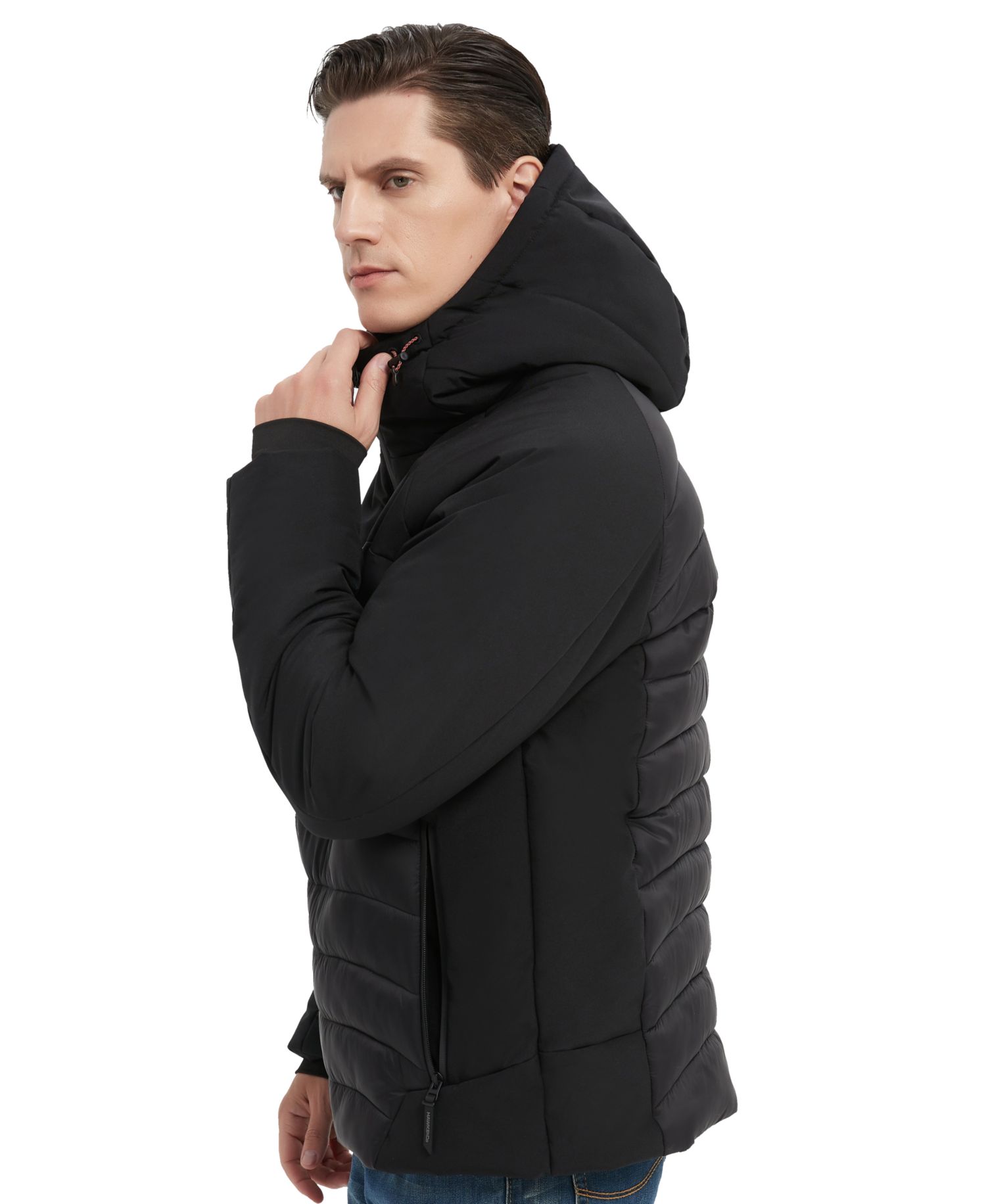 Men's Front-Zipper Hybrid Puffer Jacket