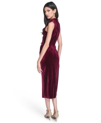 Women's Velvet Bodycon Midi Dress