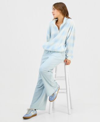 Juniors' Blue Polar Fleece Quarter-Zip Sweatshirt & Joggers