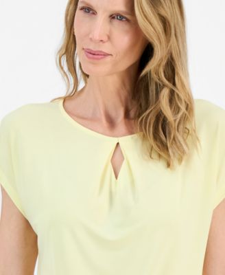 Women's Diamond-Neck Short-Sleeve Top, Regular & Petite