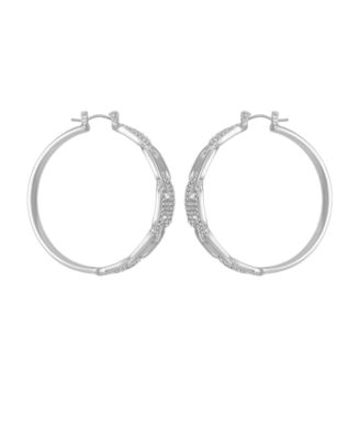 Glass Stone Hoop Earrings (also in Silver Tone)