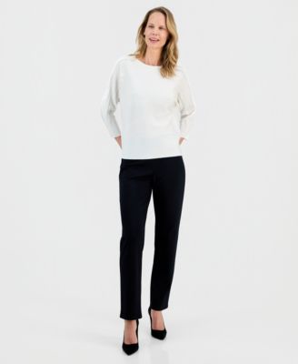 Women's Boat-Neck Multi-Stitch Dolman-Sleeve Sweater 