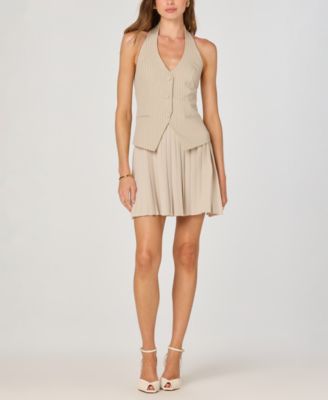 Women's Halter Vest Pleated Mini Dress