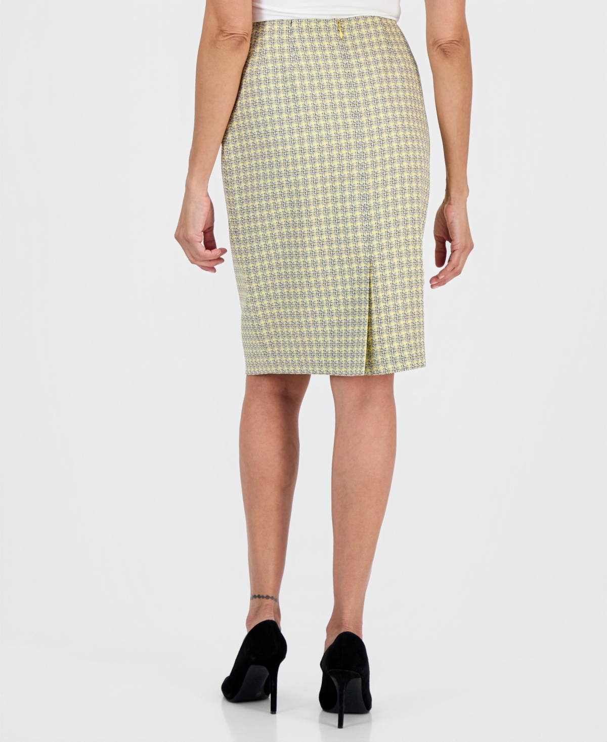 Kasper Women's Plaid Tweed Zip-Back Pencil Skirt