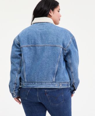 Plus Size '90s Sherpa Cotton Long-Sleeve Trucker Jacket