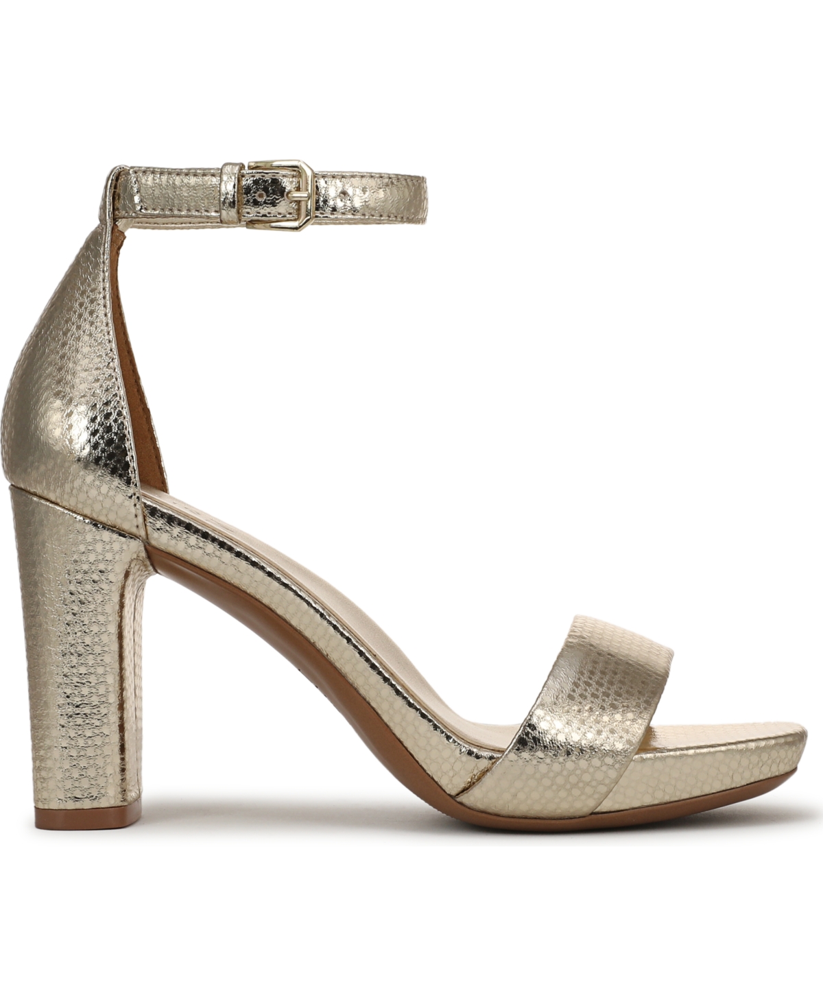Naturalizer Joy Square Toe Ankle Strap Dress Sandals In Gold